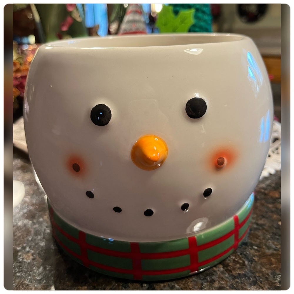 Cheryl's Christmas Cookie Jar Holiday Snowman Head Canister Red Hat 9.5 inch - Picture 2 of 10